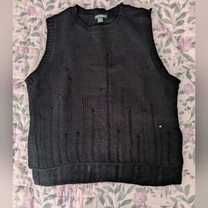 Wild Fable Medium Women's Black Knit Distressed Sleeveless Sweater
